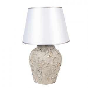 Šedá terakotová stolní lampa Teracci se stříbrným stínidlem - Ø 35*59cm 6LMC0087 obraz