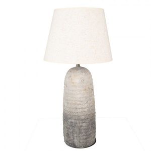 Šedá terakotová stolní lampa Teracci s béžovým stínidlem - Ø 35*70 cm 6LMC0086 obraz