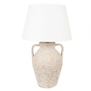 Béžová terakotová stolní lampa Teracci s bílým stínidlem - Ø 40*65 cm 6LMC0084 obraz