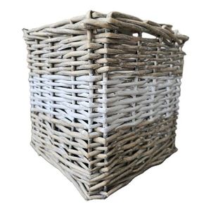 Hnědé antik hranaté ratanové stínidlo - 25*25*25 cm / E27 6LAK0266BW obraz