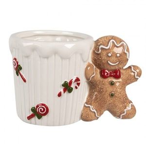 Bílý keramický hrneček Perníček Gingerbread - 15*10*10 cm / 350 ml 6CEMU0159 obraz