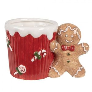 Červený keramický hrneček Perníček Gingerbread - 15*10*10 cm / 350 ml 6CEMU0160 obraz