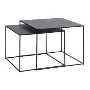 Černé kovové konferenční stolky v sadě 2 ks 65x65 cm Pebble – Unique Furniture obraz