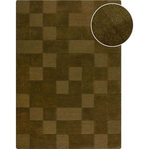 Khaki ručně tkaný vlněný koberec 200x290 cm Checkerboard – Flair Rugs obraz