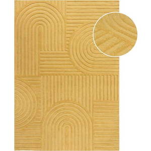 Žlutý vlněný koberec Flair Rugs Zen Garden, 160 x 230 cm obraz