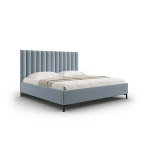 Světle modrá čalouněná dvoulůžková postel s úložným prostorem s roštem 140x200 cm Casey – Mazzini Beds obraz