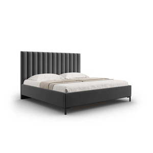 Tmavě šedá čalouněná dvoulůžková postel s úložným prostorem s roštem 140x200 cm Casey – Mazzini Beds obraz