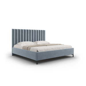 Světle modrá čalouněná dvoulůžková postel s úložným prostorem s roštem 160x200 cm Casey – Mazzini Beds obraz