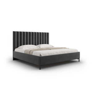 Tmavě šedá čalouněná dvoulůžková postel s úložným prostorem s roštem 140x200 cm Casey – Mazzini Beds obraz