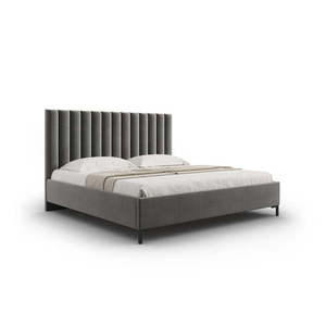 Šedá čalouněná dvoulůžková postel s úložným prostorem s roštem 140x200 cm Casey – Mazzini Beds obraz