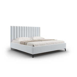 Světle šedá čalouněná dvoulůžková postel s úložným prostorem s roštem 140x200 cm Casey – Mazzini Beds obraz