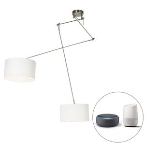 Chytrá závěsná lampa ocelová se stínidlem 35 cm bílá včetně 2 Wifi A60 - Blitz obraz