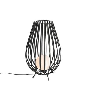 Designová stojací lampa černá s opálem 70 cm IP44 - Angela obraz