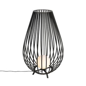 Designová stojací lampa černá sopalovým sklem 110 cm IP44 - Angela obraz