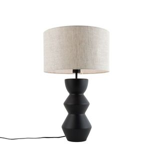 Designová stolní lampa černá sabajurem ze světlé látky 35 cm - Alisia obraz