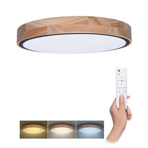 Solight Dřevěné LED stropní svítidlo kulaté 400mm 24/48W CCT s DO WO8005 obraz