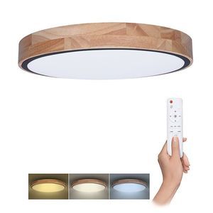 Solight Dřevěné LED stropní svítidlo kulaté 510mm 32/60W CCT s DO WO8006 obraz