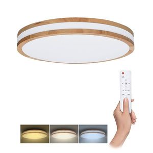 Solight Dřevěné LED stropní svítidlo kulaté 380mm 24/48W CCT s DO WO8007 obraz