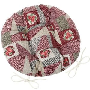 Bellatex Sedák EMA kulatý prošívaný Patchwork bordó, 40 cm obraz