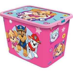 STOR Plastový úložný box s víkem Paw Patrol 23l růžový obraz