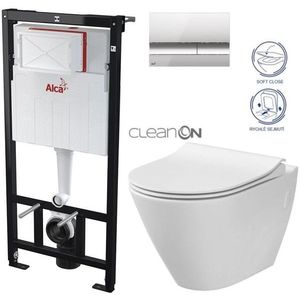 ALCADRAIN Sádromodul předstěnový instalační systém s chromovým tlačítkem M1721 + WC CERSANIT CLEANON CITY AM101/1120 M1721 CI1 obraz