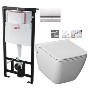 ALCADRAIN Sádromodul předstěnový instalační systém s chromovým tlačítkem M1721 + WC JIKA PURE + SEDÁTKO SLOWCLOSE AM101/1120 M1721 PU2 obraz