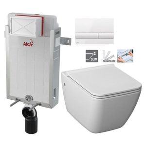 ALCADRAIN Renovmodul předstěnový instalační systém s bílým tlačítkem M1710 + WC JIKA PURE + SEDÁTKO SLOWCLOSE AM115/1000 M1710 PU2 obraz