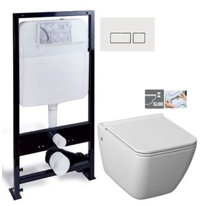 PRIM předstěnový instalační systém s bílým tlačítkem 20/0042 + WC JIKA PURE + SEDÁTKO DURAPLAST PRIM_20/0026 42 PU1 obraz