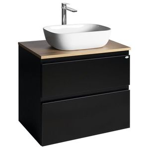 AQUALINE ALTAIR skříňka s deskou 68 cm, černá mat/dub emporio AI670-01 obraz