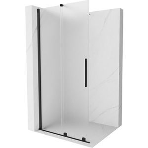 MEXEN/S Velar Sprchová zástěna posuvná Walk-in 100 x 200 cm, dekor 8 mm, černá 871-100-000-33-70 obraz