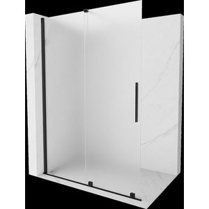 MEXEN/S Velar Sprchová zástěna posuvná Walk-in 150 x 200 cm, dekor 8 mm, černá 871-150-000-33-70 obraz