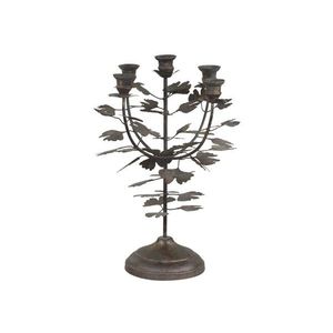 Kovový vintage svícen s listy Leaves na 5 úzkých svíček - 28*35 cm 71062520 (71625-20) obraz