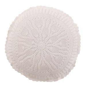 Bílý bavlněný kulatý polštář s krajkou Lace white - Ø 38*12cm 23058 obraz