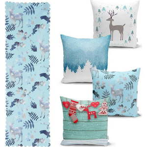 Sada 4 vánočních povlaků na polštář a běhounu na stůl Minimalist Cushion Covers Winter Wonderland obraz