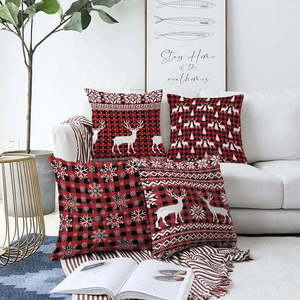 Sada 4 vánočních žinylkových povlaků na polštář Minimalist Cushion Covers Tartan, 55 x 55 cm obraz