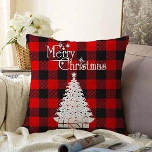 Vánoční žinylkový povlak na polštář Minimalist Cushion Covers Christmas Tartan, 55 x 55 cm obraz