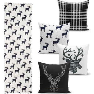 Sada 4 vánočních povlaků na polštář a běhounu na stůl Minimalist Cushion Covers Reindeer and Stars obraz