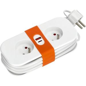 Prodlužovací kabel 2Z + 2xUSB 1, 4 m bílá obraz