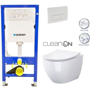 GEBERIT DuofixBasic s bílým tlačítkem DELTA51 + WC CERSANIT ZEN CLEANON + SEDÁTKO 458.103.00.1 51BI HA1 obraz