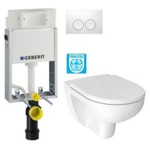 GEBERIT KOMBIFIXBasic vč. bílého tlačítka DELTA 21 + WC JIKA LYRA PLUS RIMLESS + SEDÁTKO DURAPLAST 110.100.00.1 21BI LY1 obraz