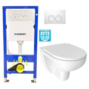 GEBERIT DuofixBasic s bílým tlačítkem DELTA21 + WC JIKA LYRA PLUS RIMLESS + SEDÁTKO DURAPLAST 458.103.00.1 21BI LY1 obraz