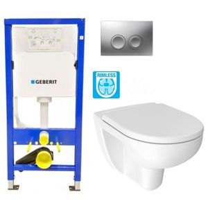 GEBERIT DuofixBasic s matným tlačítkem DELTA21 + WC JIKA LYRA PLUS RIMLESS + SEDÁTKO DURAPLAST 458.103.00.1 21MA LY1 obraz