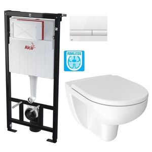 ALCADRAIN Sádromodul předstěnový instalační systém s bílým tlačítkem M1710 + WC JIKA LYRA PLUS RIMLESS + SEDÁTKO DURAPLAST AM101/1120 M1710 LY1 obraz