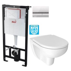 ALCADRAIN Sádromodul předstěnový instalační systém s chromovým tlačítkem M1721 + WC JIKA LYRA PLUS RIMLESS + SEDÁTKO DURAPLAST AM101/1120 M1721 LY1 obraz