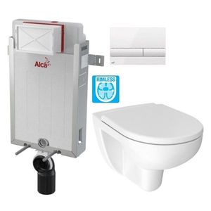 ALCADRAIN Renovmodul předstěnový instalační systém s bílým tlačítkem M1710 + WC JIKA LYRA PLUS RIMLESS + SEDÁTKO DURAPLAST AM115/1000 M1710 LY1 obraz