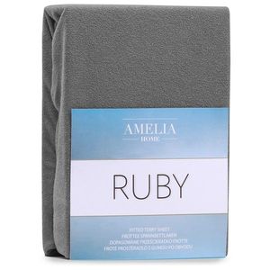 Froté prostěradlo s gumou AmeliaHome Ruby grafitové, velikost 140-160x200+30 obraz