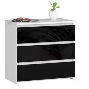 Ak furniture Komoda CL3 60 cm bílá/černá lesk obraz