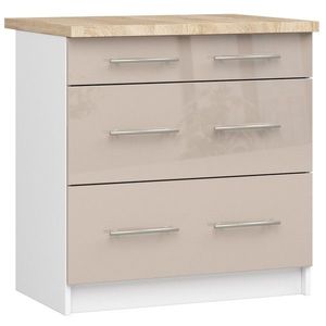 Ak furniture Kuchyňská skříňka Olivie 80 cm 3S bílá/cappuccino lesk obraz