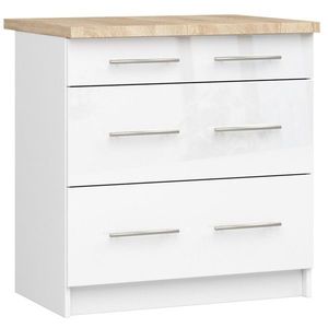 Ak furniture Kuchyňská skříňka Olivie S 80 cm 3S bílá/bílý lesk/dub sonoma obraz