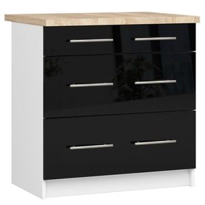 Ak furniture Kuchyňská skříňka Olivie S 80 cm 3S bílá/černý lesk/dub sonoma obraz